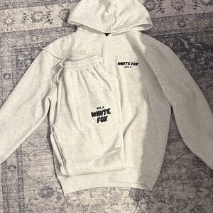 White Fox Boutique Gray Hoodie and Sweatpants Set